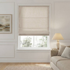 English Elm 1 Cordless Roman Shade Linen Textured Woven Fabric Room Darkening for Bedroom Neutral B035P529150