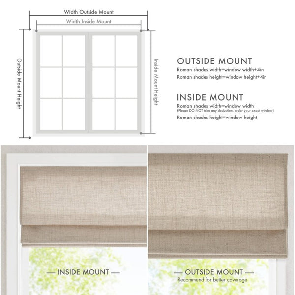 English Elm 1 Cordless Roman Shade Linen Textured Woven Fabric Room Darkening for Bedroom Neutral B035P529150