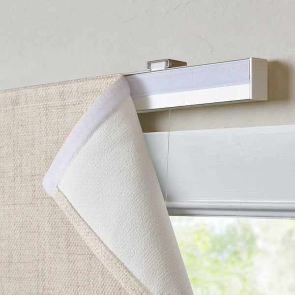 English Elm 1 Cordless Roman Shade Linen Textured Woven Fabric Room Darkening for Bedroom Neutral B035P529150