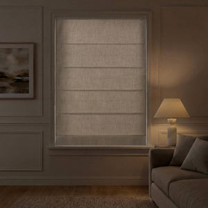 English Elm 1 Cordless Roman Shade Linen Textured Woven Fabric Room Darkening for Bedroom Neutral B035P529150
