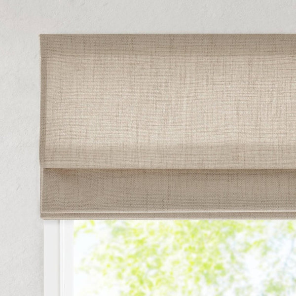 English Elm 1 Cordless Roman Shade Linen Textured Woven Fabric Room Darkening for Bedroom Neutral B035P529150