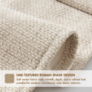 English Elm 1 Cordless Roman Shade Linen Textured Woven Fabric Room Darkening for Bedroom Neutral B035P529150