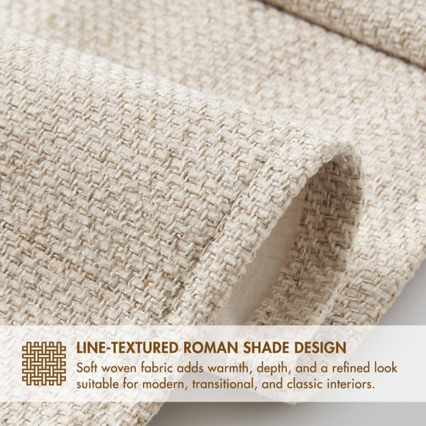 English Elm 1 Cordless Roman Shade Linen Textured Woven Fabric Room Darkening for Bedroom Neutral B035P529150