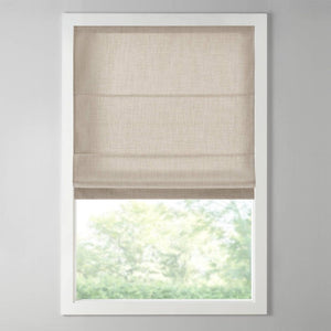 English Elm 1 Cordless Roman Shade Linen Textured Woven Fabric Room Darkening for Bedroom Neutral B035P529150