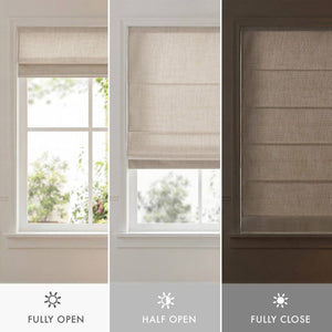 English Elm 1 Cordless Roman Shade Linen Textured Woven Fabric Room Darkening for Bedroom Neutral B035P529150