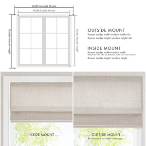 English Elm 1 Cordless Roman Shade Woven Linen Texture Thermal Backing for Bedroom or Living Room White B035P529155