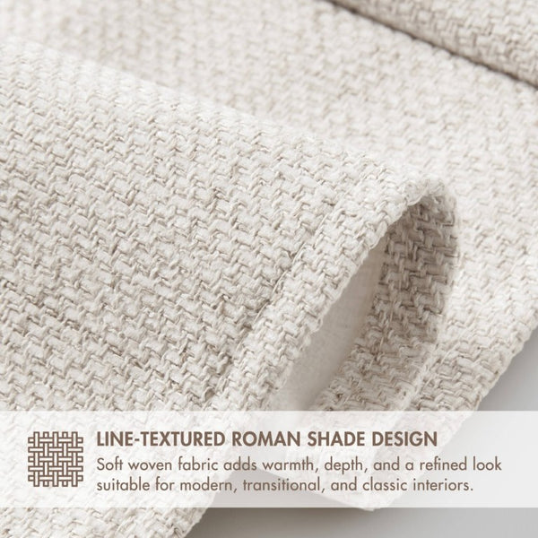 English Elm 1 Cordless Roman Shade Linen Textured Woven Fabric Room Darkening for Bedroom White B035P529156