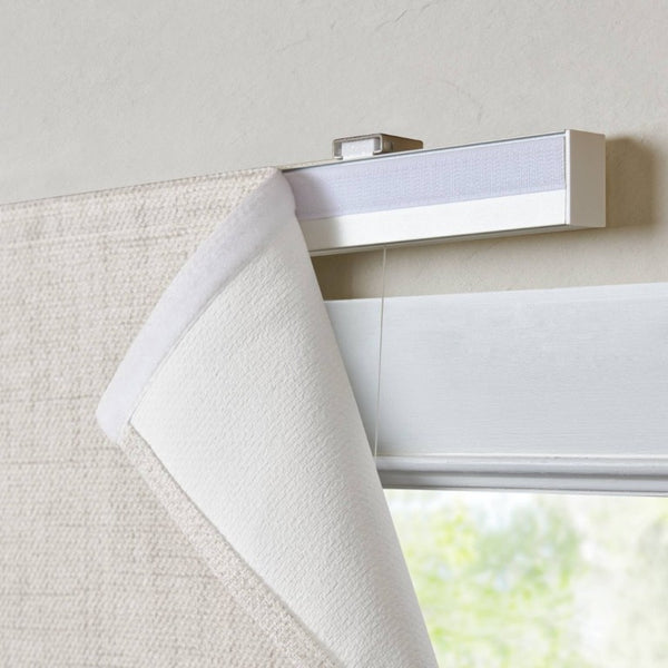English Elm 1 Cordless Roman Shade Linen Textured Woven Fabric Room Darkening for Bedroom White B035P529156