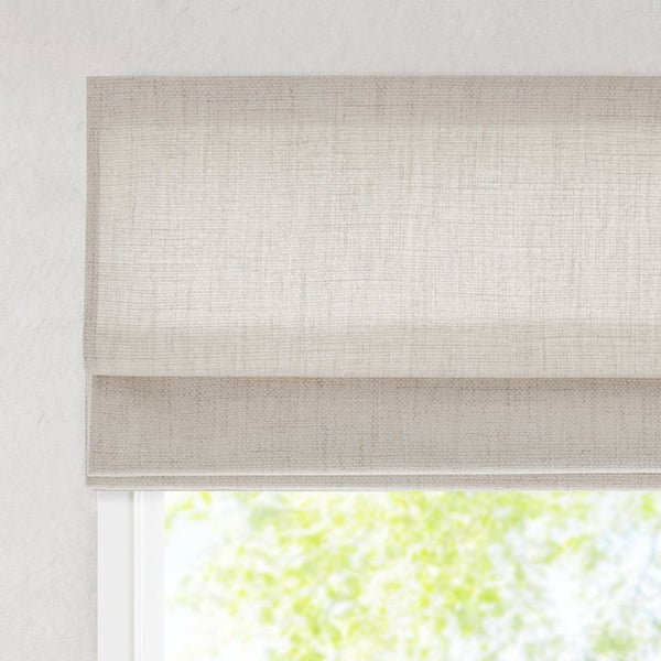 English Elm 1 Cordless Roman Shade Linen Textured Woven Fabric Room Darkening for Bedroom White B035P529156