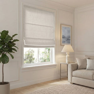 English Elm 1 Cordless Roman Shade Linen Textured Woven Fabric Room Darkening for Bedroom White B035P529156