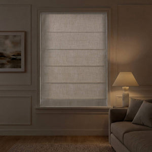 English Elm 1 Cordless Roman Shade Linen Textured Woven Fabric Room Darkening for Bedroom White B035P529156