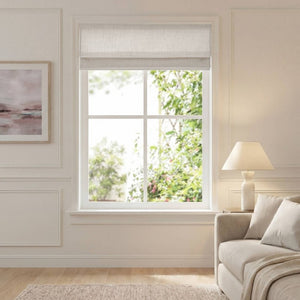 English Elm 1 Cordless Roman Shade Linen Textured Woven Fabric Room Darkening for Bedroom White B035P529156