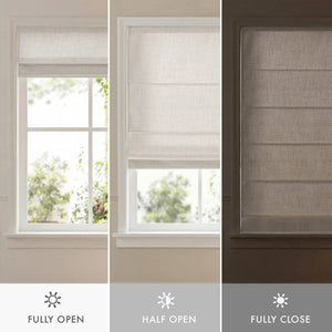 English Elm 1 Cordless Roman Shade Linen Textured Woven Fabric Room Darkening for Bedroom White B035P529156