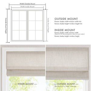 English Elm 1 Cordless Roman Shade Linen Textured Woven Fabric Room Darkening for Bedroom White B035P529156