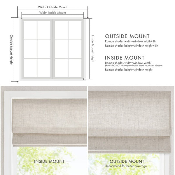 English Elm 1 Cordless Roman Shade Linen Textured Woven Fabric Room Darkening for Bedroom White B035P529156