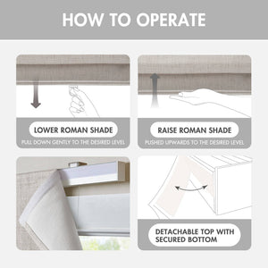 English Elm 1 Cordless Roman Shade Woven Linen Texture Thermal Backing for Bedroom or Living Room Grey B035P529161