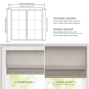 English Elm 1 Cordless Roman Shade Woven Linen Texture Thermal Backing for Bedroom or Living Room Grey B035P529161