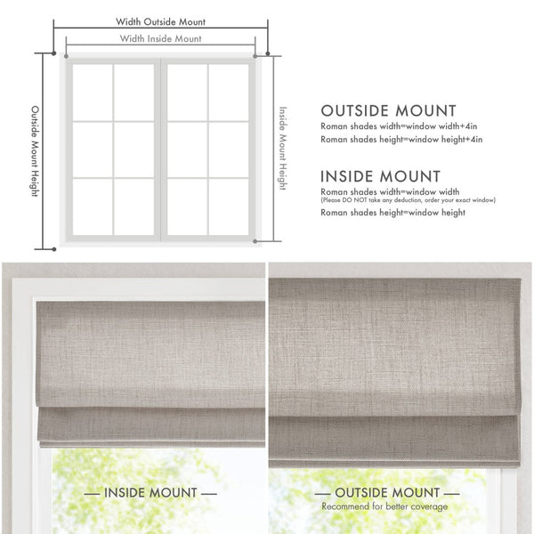 English Elm 1 Cordless Roman Shade Woven Linen Texture Thermal Backing for Bedroom or Living Room Grey B035P529161