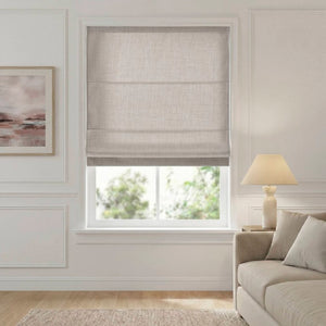 English Elm 1 Cordless Roman Shade Linen Textured Woven Fabric Room Darkening for Bedroom Grey B035P529162