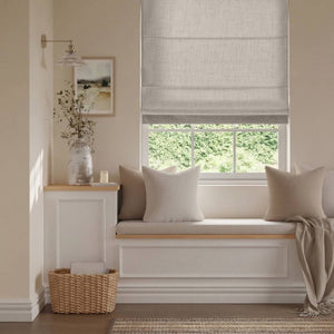 English Elm 1 Cordless Roman Shade Linen Textured Woven Fabric Room Darkening for Bedroom Grey B035P529162