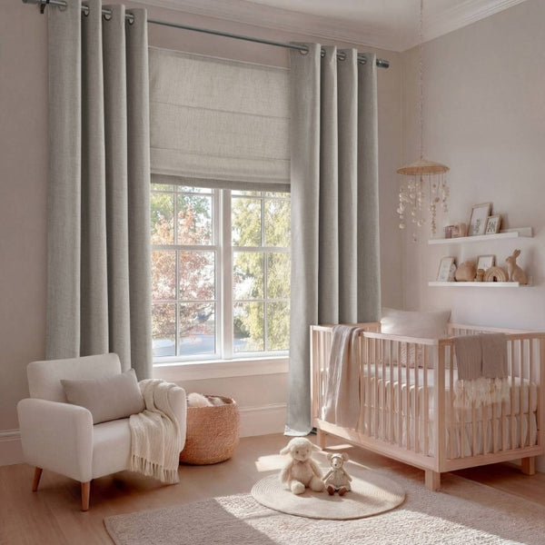 English Elm 1 Cordless Roman Shade Linen Textured Woven Fabric Room Darkening for Bedroom Grey B035P529162