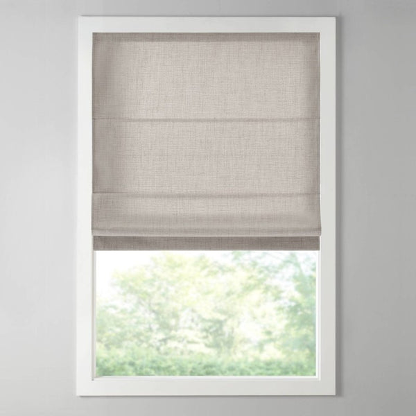 English Elm 1 Cordless Roman Shade Linen Textured Woven Fabric Room Darkening for Bedroom Grey B035P529162