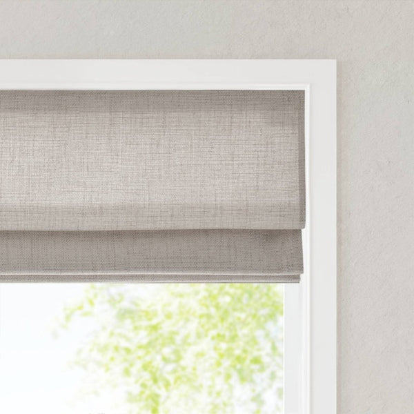 English Elm 1 Cordless Roman Shade Linen Textured Woven Fabric Room Darkening for Bedroom Grey B035P529162