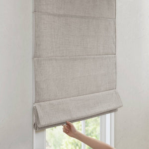 English Elm 1 Cordless Roman Shade Linen Textured Woven Fabric Room Darkening for Bedroom Grey B035P529162