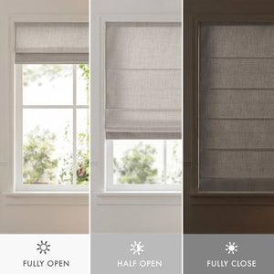 English Elm 1 Cordless Roman Shade Linen Textured Woven Fabric Room Darkening for Bedroom Grey B035P529162