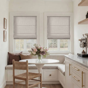 English Elm 1 Cordless Roman Shade Linen Textured Woven Fabric Room Darkening for Bedroom Grey B035P529162