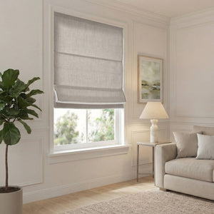 English Elm 1 Cordless Roman Shade Linen Textured Woven Fabric Room Darkening for Bedroom Grey B035P529162