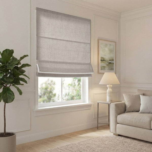 English Elm 1 Cordless Roman Shade Linen Textured Woven Fabric Room Darkening for Bedroom Grey B035P529162