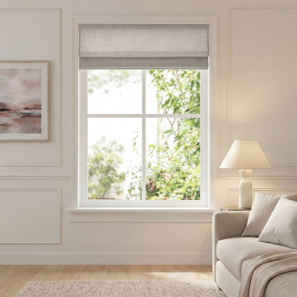 English Elm 1 Cordless Roman Shade Linen Textured Woven Fabric Room Darkening for Bedroom Grey B035P529162