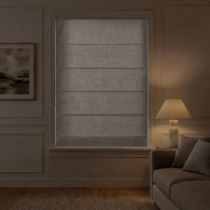 English Elm 1 Cordless Roman Shade Linen Textured Woven Fabric Room Darkening for Bedroom Grey B035P529162
