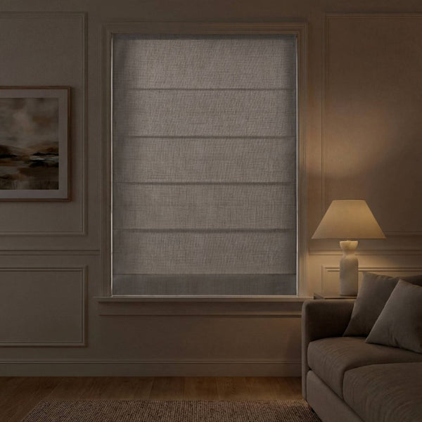 English Elm 1 Cordless Roman Shade Linen Textured Woven Fabric Room Darkening for Bedroom Grey B035P529162