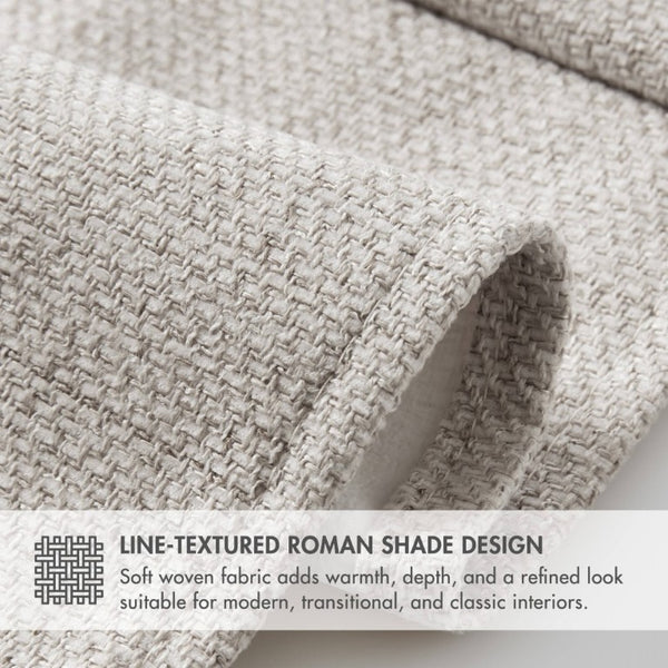 English Elm 1 Cordless Roman Shade Linen Textured Woven Fabric Room Darkening for Bedroom Grey B035P529162