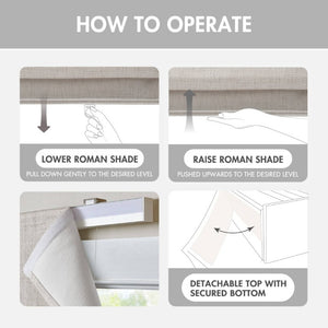 English Elm 1 Cordless Roman Shade Linen Textured Woven Fabric Room Darkening for Bedroom Grey B035P529162
