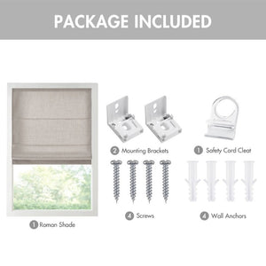English Elm 1 Cordless Roman Shade Linen Textured Woven Fabric Room Darkening for Bedroom Grey B035P529162