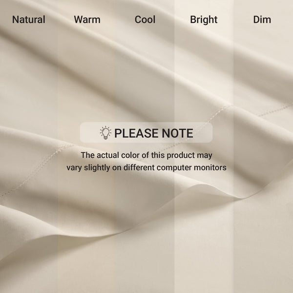English Elm 4 Piece Queen Supima Cotton Sateen Sheet Set with Deep Pocket Fit and Tailored Hem Off-White B035P529174