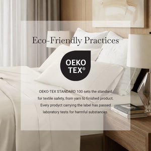 English Elm 4 Piece King Supima Cotton Sheet Set Sateen Weave 500 Thread Count Soft Bedding Beige B035P529175