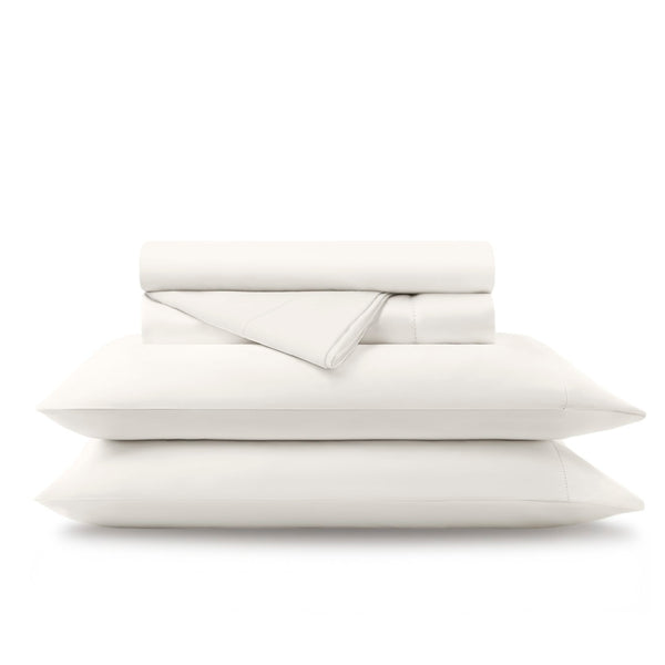English Elm 4 Piece Queen Supima Cotton Sateen Sheet Set with Deep Pocket Fit and Tailored Hem Bright White B035P529178