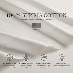 English Elm 4 Piece Queen Supima Cotton Sateen Sheet Set with Deep Pocket Fit and Tailored Hem Bright White B035P529178