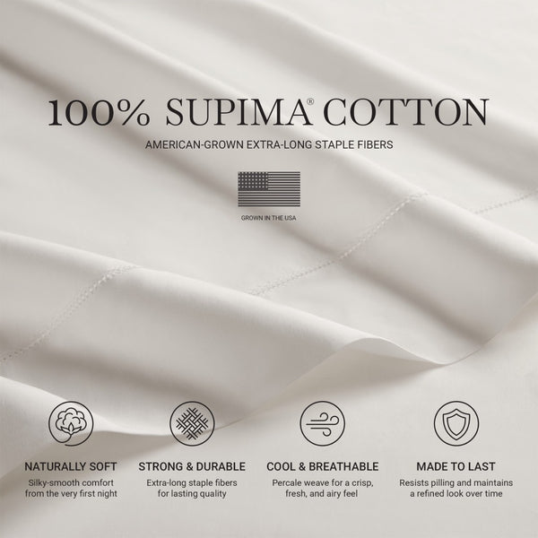 English Elm 4 Piece Queen Supima Cotton Sateen Sheet Set with Deep Pocket Fit and Tailored Hem Bright White B035P529178