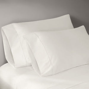 English Elm 4 Piece Cal King Supima Cotton Sateen Sheet Set with Deep Pocket Fitted and Hem Detail White B035P529180