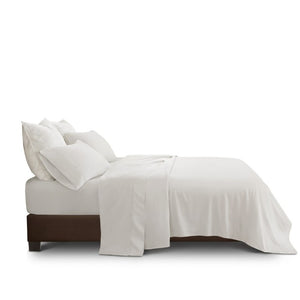English Elm 4 Piece Cal King Supima Cotton Sateen Sheet Set with Deep Pocket Fitted and Hem Detail White B035P529180
