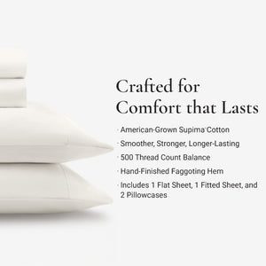 English Elm 4 Piece Cal King Supima Cotton Sateen Sheet Set with Deep Pocket Fitted and Hem Detail White B035P529180
