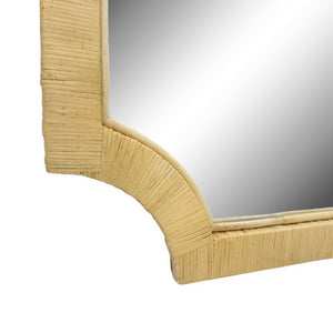 English Elm 1-Piece Handcrafted Rattan Rectangular Wall Mirror for Bohemian Coastal Bedroom Decor B035P549260