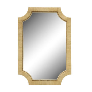 English Elm 1-Piece Handcrafted Rattan Rectangular Wall Mirror for Bohemian Coastal Bedroom Decor B035P549260