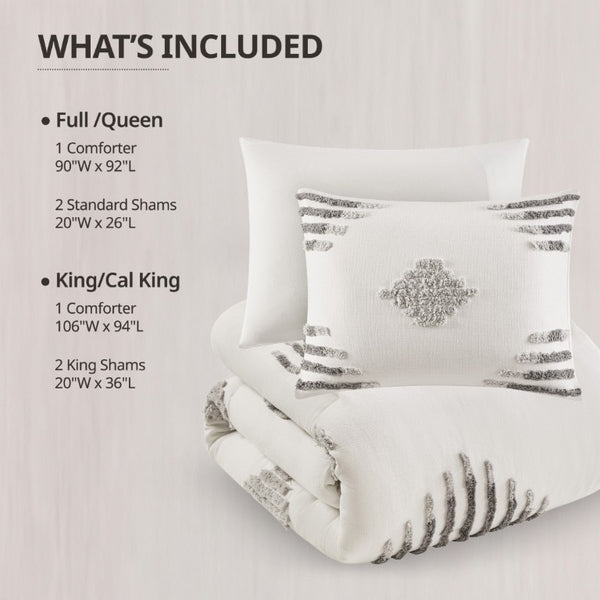 English Elm 3-Piece Tufted Chenille Comforter Set Full Queen Cotton Blend Hypoallergenic Bedding B035P549268