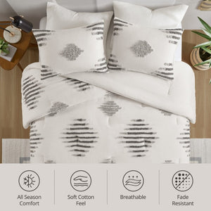 English Elm 3-Piece Tufted Chenille Comforter Set Full Queen Cotton Blend Hypoallergenic Bedding B035P549268